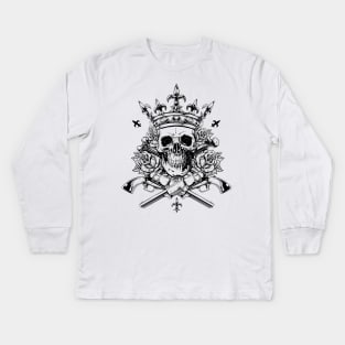 skull with guns and crown Kids Long Sleeve T-Shirt